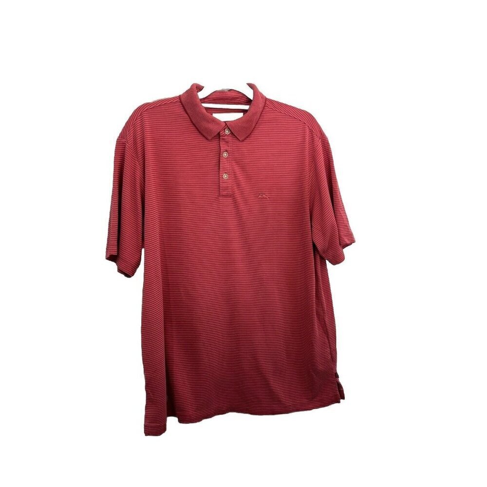 Tommy Baha Ribbed Textured  Polo Shirt Short Sleeve Collared Orange Men Large